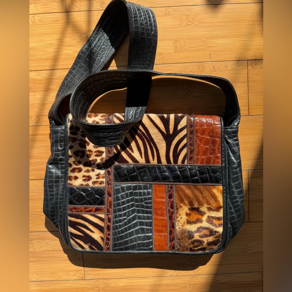 Park Ave Leather cheetah zebra purse